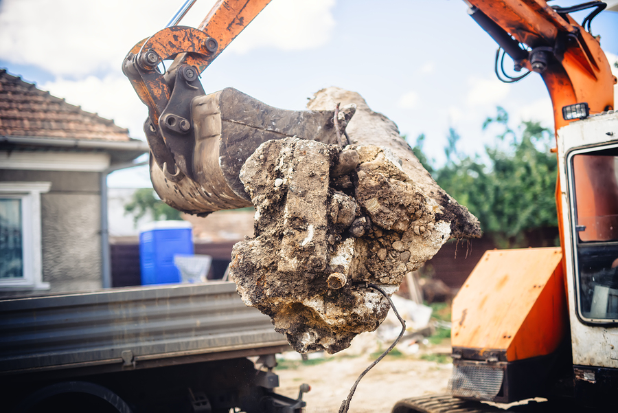 truck with stone and soil